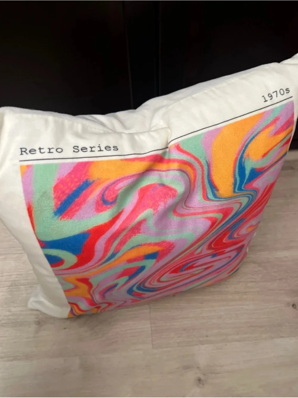 Retro design psychedelic pillow cover w/ West Elm feather pillow 18” x 18”